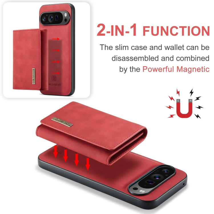 For Google Pixel 9 Pro XL DG.MING M1 Series 3-Fold Multi Card Wallet + Magnetic Phone Case(Red)