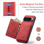 For Google Pixel 9 Pro XL DG.MING M1 Series 3-Fold Multi Card Wallet + Magnetic Phone Case(Red)