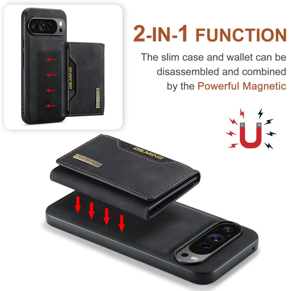 For Google Pixel 9 Pro XL DG.MING M2 Series 3-Fold Multi Card Bag + Magnetic Phone Case(Black)