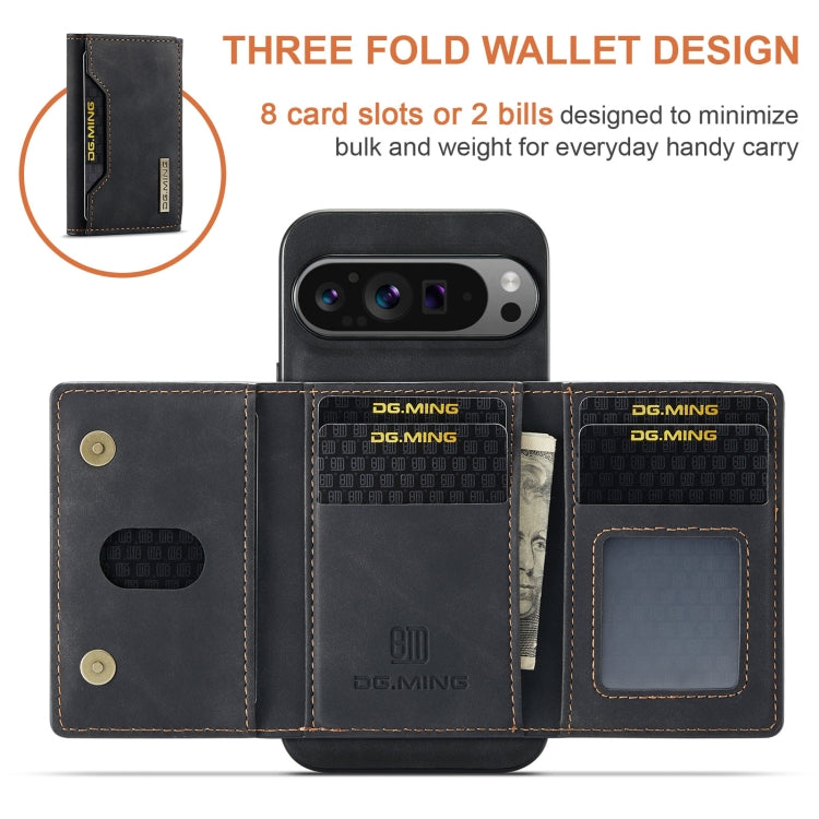 For Google Pixel 9 Pro XL DG.MING M2 Series 3-Fold Multi Card Bag + Magnetic Phone Case(Black)