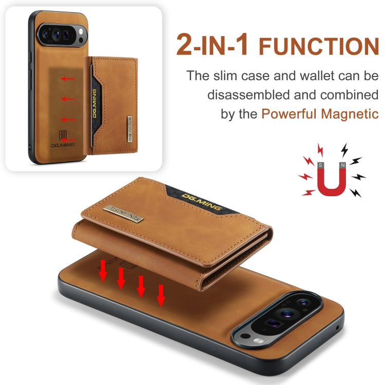 For Google Pixel 9 Pro XL DG.MING M2 Series 3-Fold Multi Card Bag + Magnetic Phone Case(Brown)