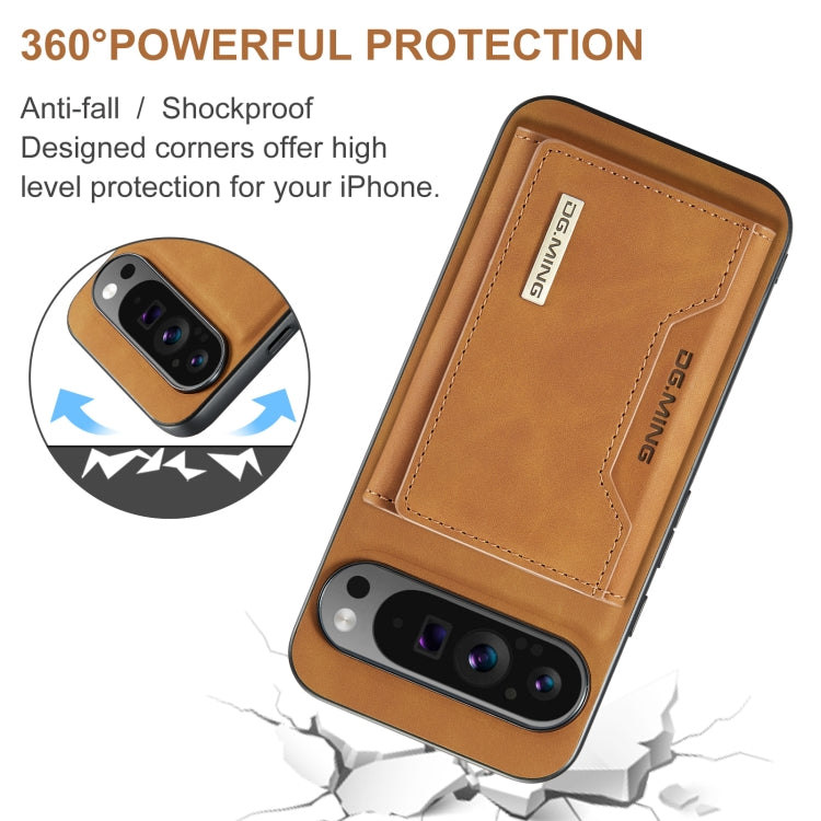 For Google Pixel 9 Pro XL DG.MING M2 Series 3-Fold Multi Card Bag + Magnetic Phone Case(Brown)