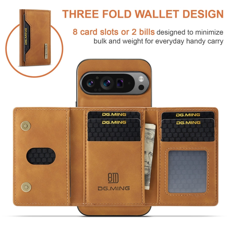 For Google Pixel 9 Pro XL DG.MING M2 Series 3-Fold Multi Card Bag + Magnetic Phone Case(Brown)