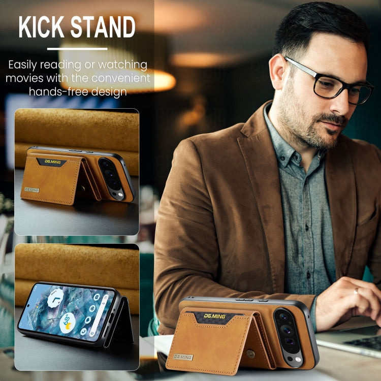 For Google Pixel 9 Pro XL DG.MING M2 Series 3-Fold Multi Card Bag + Magnetic Phone Case(Brown)