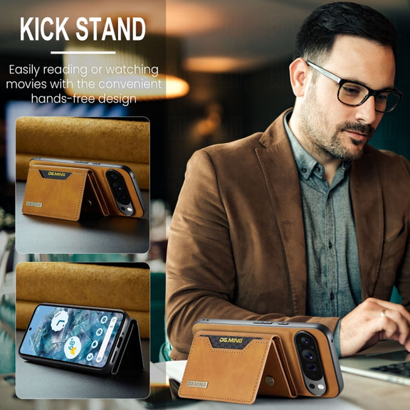 For Google Pixel 9 Pro XL DG.MING M2 Series 3-Fold Multi Card Bag + Magnetic Phone Case(Brown)