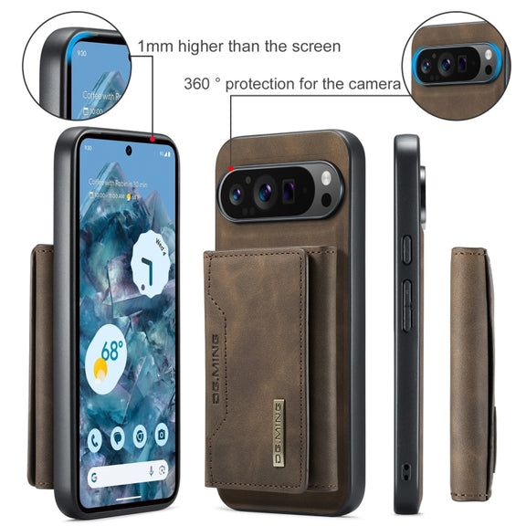 For Google Pixel 9 Pro XL DG.MING M2 Series 3-Fold Multi Card Bag + Magnetic Phone Case(Coffee)