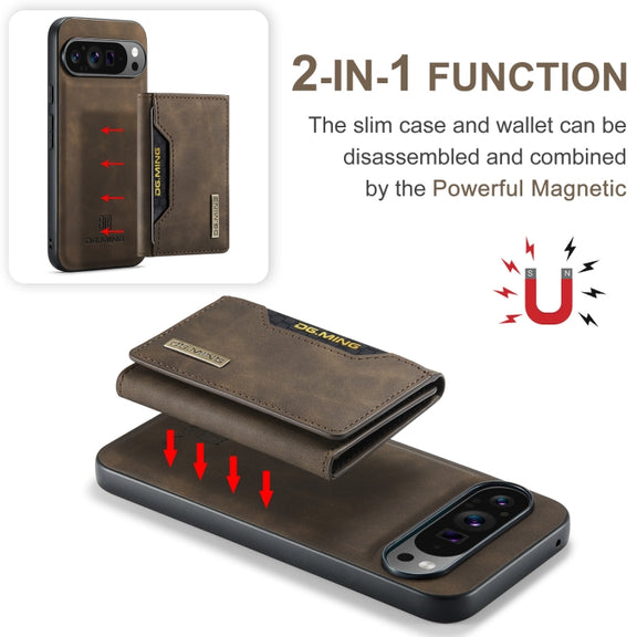 For Google Pixel 9 Pro XL DG.MING M2 Series 3-Fold Multi Card Bag + Magnetic Phone Case(Coffee)