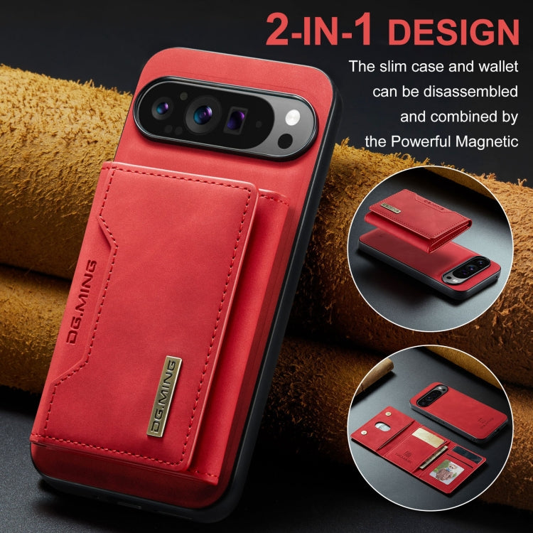 For Google Pixel 9 Pro XL DG.MING M2 Series 3-Fold Multi Card Bag + Magnetic Phone Case(Red)