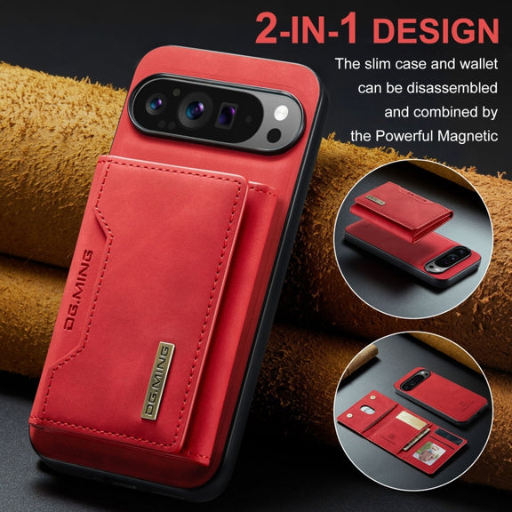 For Google Pixel 9 Pro XL DG.MING M2 Series 3-Fold Multi Card Bag + Magnetic Phone Case(Red)