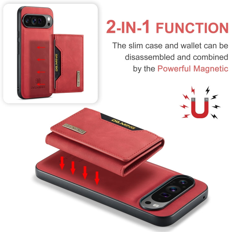 For Google Pixel 9 Pro XL DG.MING M2 Series 3-Fold Multi Card Bag + Magnetic Phone Case(Red)