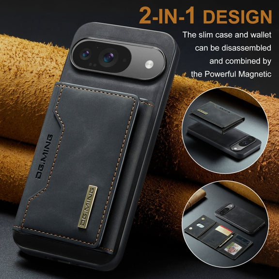 For Google Pixel 9 / 9 Pro DG.MING M2 Series 3-Fold Multi Card Bag + Magnetic Phone Case(Black)