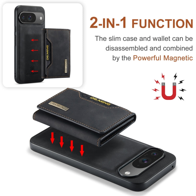 For Google Pixel 9 / 9 Pro DG.MING M2 Series 3-Fold Multi Card Bag + Magnetic Phone Case(Black)
