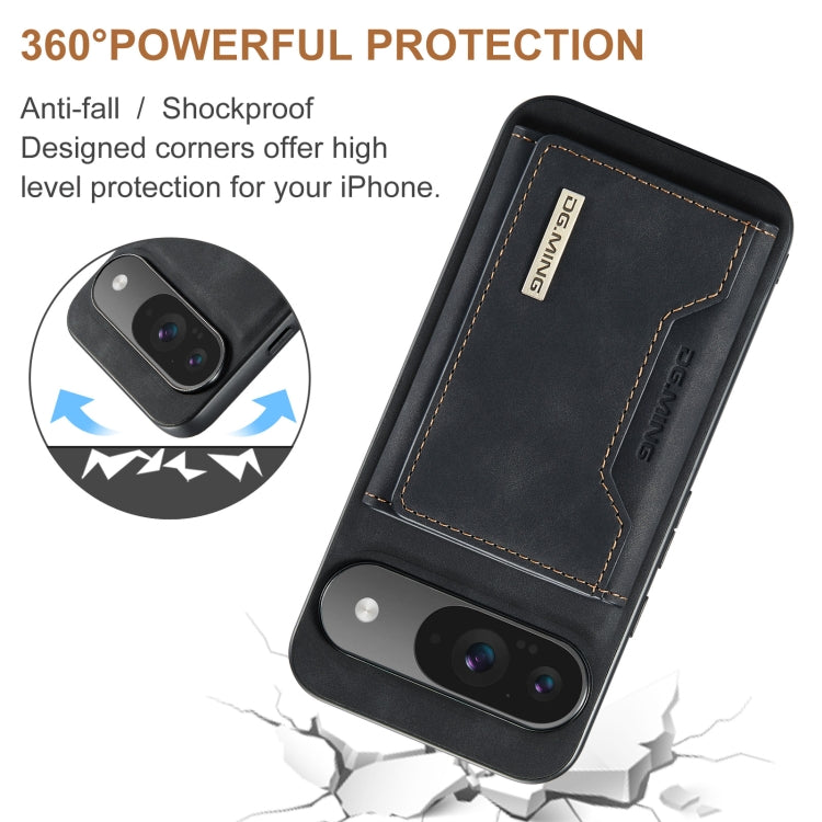 For Google Pixel 9 / 9 Pro DG.MING M2 Series 3-Fold Multi Card Bag + Magnetic Phone Case(Black)