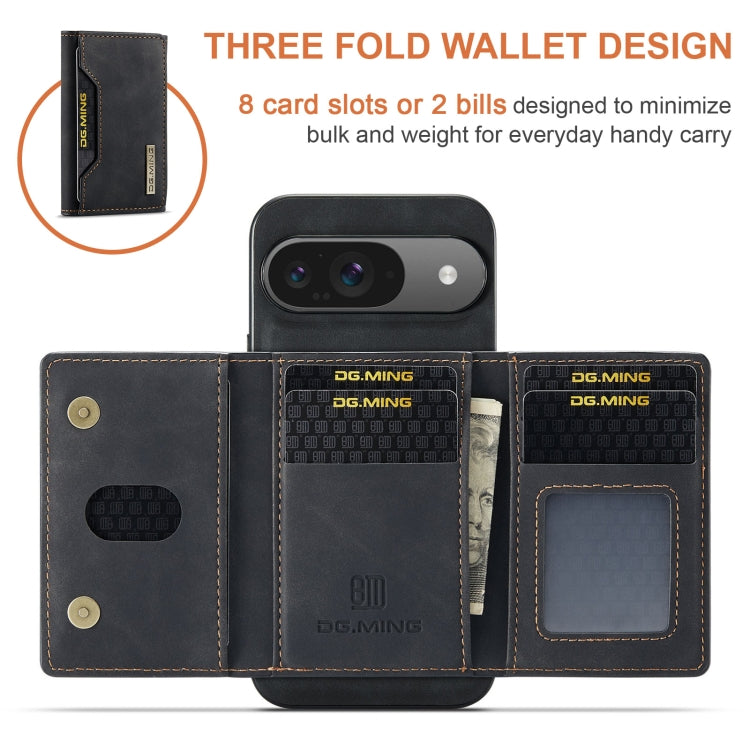 For Google Pixel 9 / 9 Pro DG.MING M2 Series 3-Fold Multi Card Bag + Magnetic Phone Case(Black)