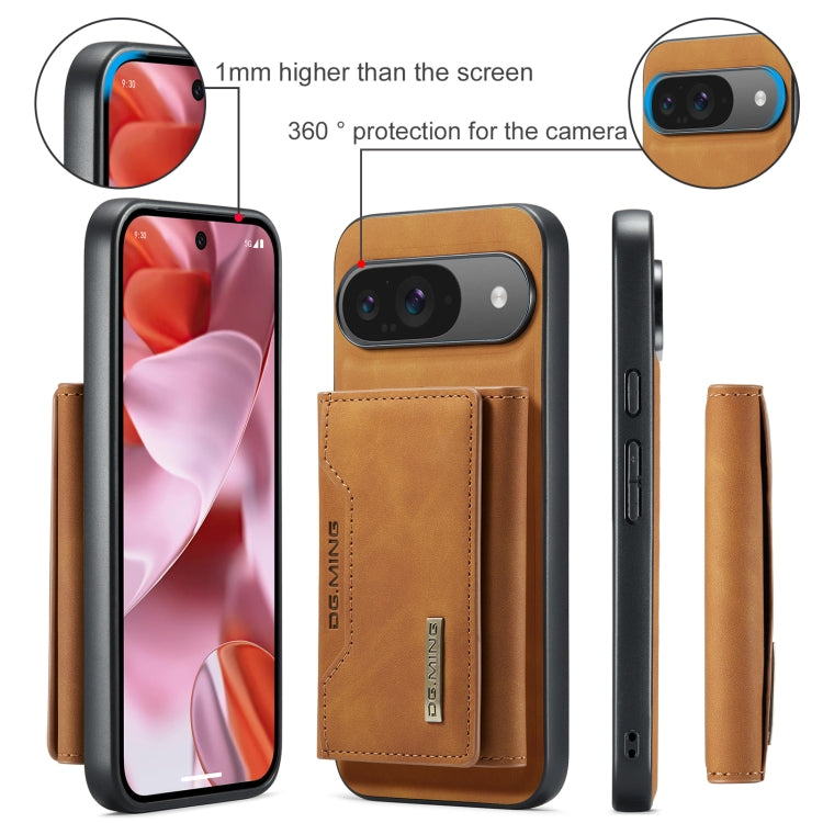 For Google Pixel 9 / 9 Pro DG.MING M2 Series 3-Fold Multi Card Bag + Magnetic Phone Case(Brown)