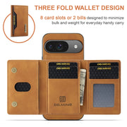 For Google Pixel 9 / 9 Pro DG.MING M2 Series 3-Fold Multi Card Bag + Magnetic Phone Case(Brown)