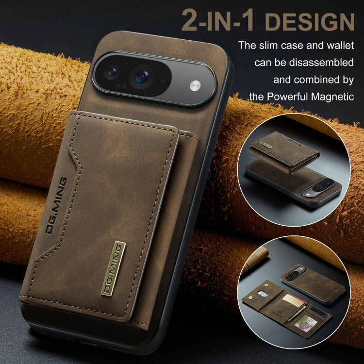 For Google Pixel 9 / 9 Pro DG.MING M2 Series 3-Fold Multi Card Bag + Magnetic Phone Case(Coffee)