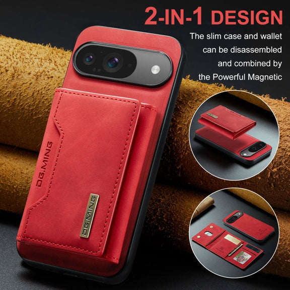 For Google Pixel 9 / 9 Pro DG.MING M2 Series 3-Fold Multi Card Bag + Magnetic Phone Case(Red)