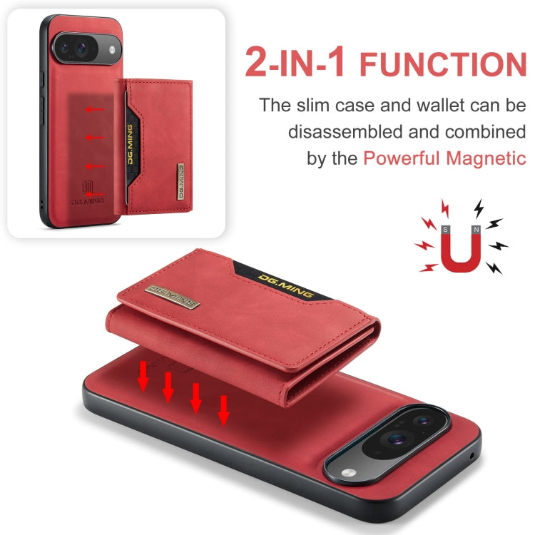 For Google Pixel 9 / 9 Pro DG.MING M2 Series 3-Fold Multi Card Bag + Magnetic Phone Case(Red)
