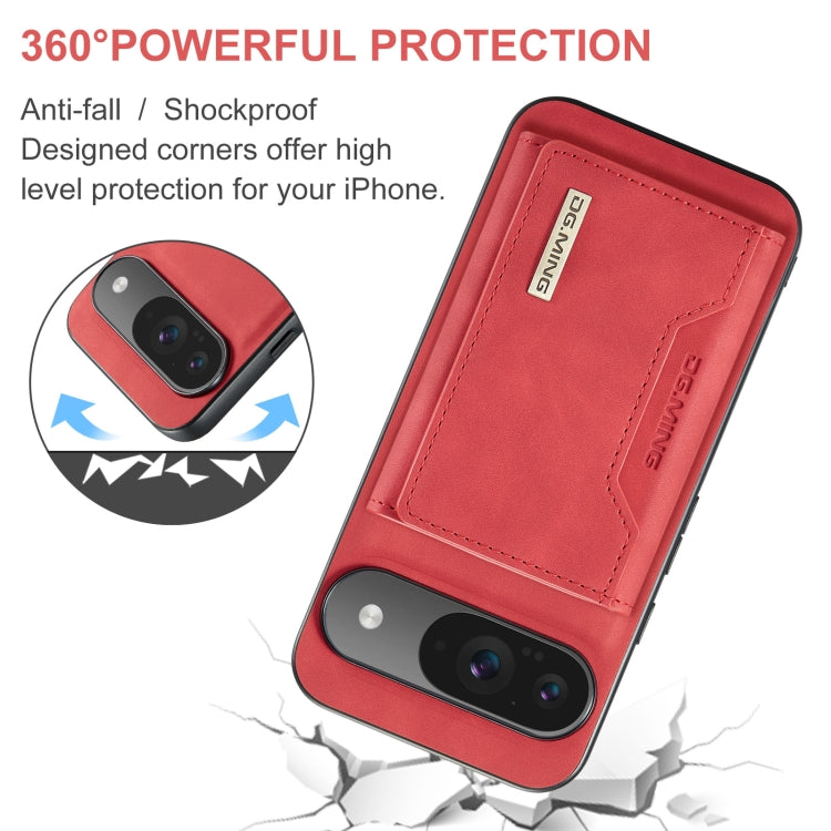For Google Pixel 9 / 9 Pro DG.MING M2 Series 3-Fold Multi Card Bag + Magnetic Phone Case(Red)