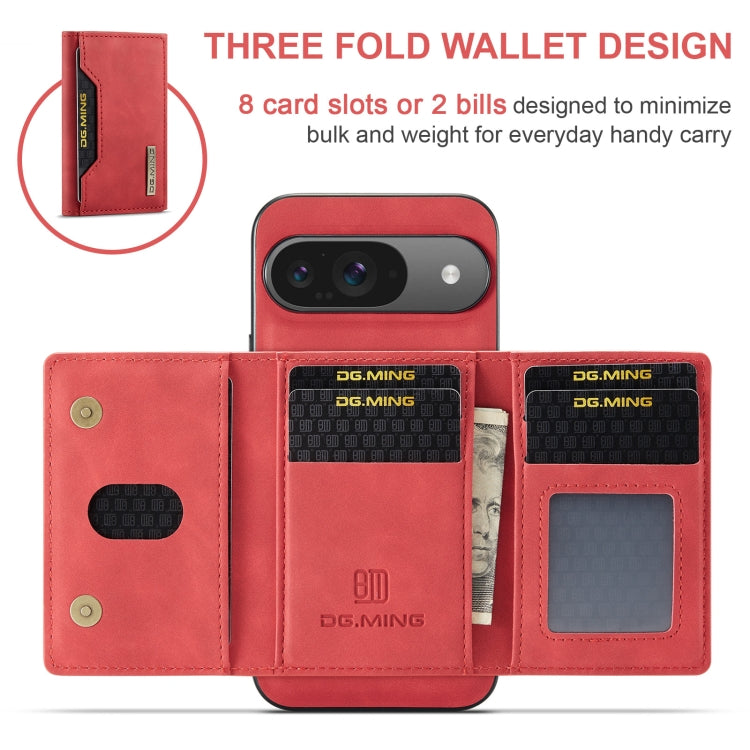 For Google Pixel 9 / 9 Pro DG.MING M2 Series 3-Fold Multi Card Bag + Magnetic Phone Case(Red)