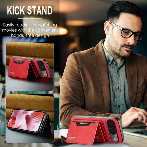 For Google Pixel 9 / 9 Pro DG.MING M2 Series 3-Fold Multi Card Bag + Magnetic Phone Case(Red)