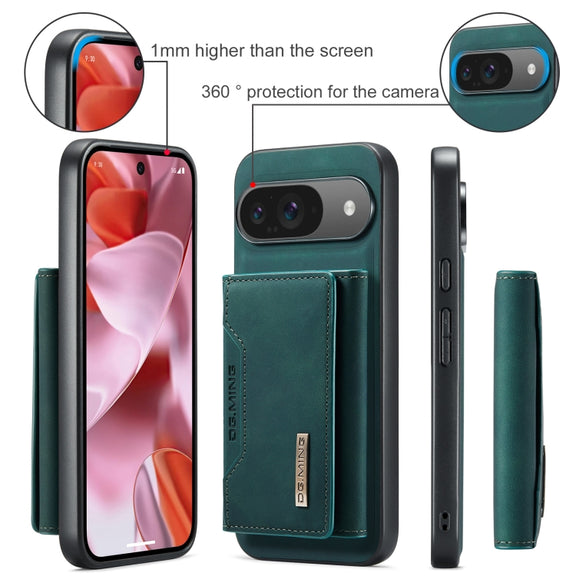 For Google Pixel 9 / 9 Pro DG.MING M2 Series 3-Fold Multi Card Bag + Magnetic Phone Case(Green)