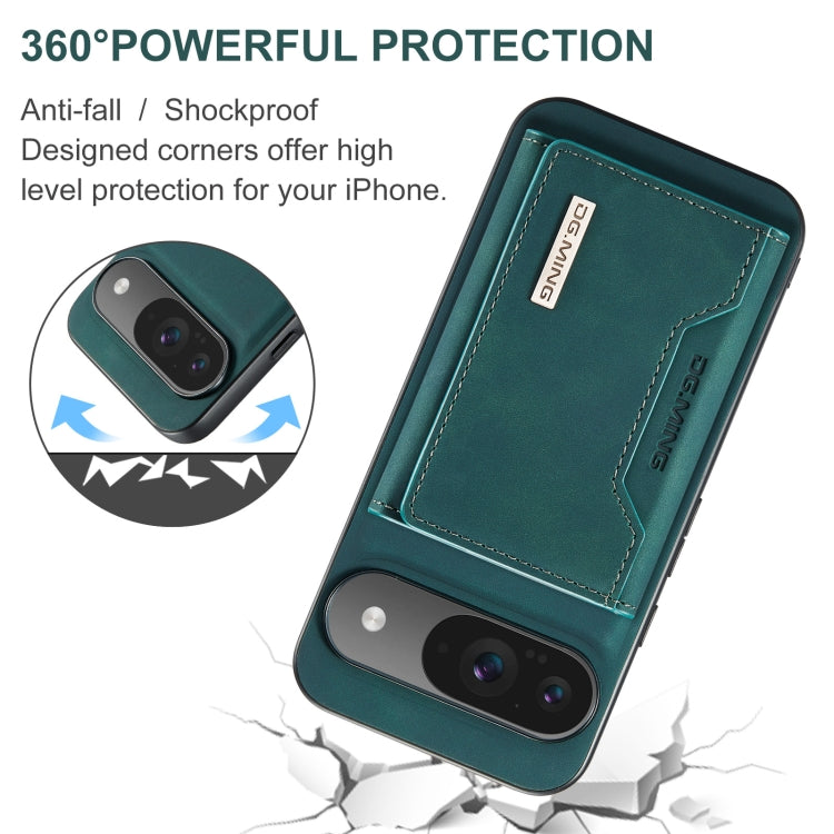 For Google Pixel 9 / 9 Pro DG.MING M2 Series 3-Fold Multi Card Bag + Magnetic Phone Case(Green)