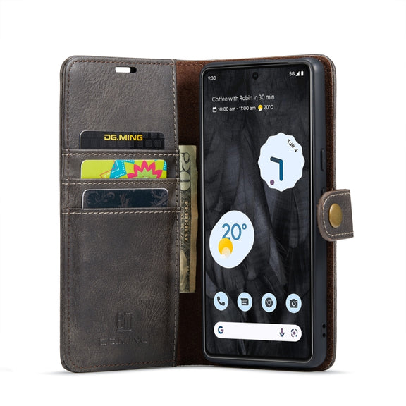 For Google Pixel 8 Pro DG.MING Crazy Horse Texture Detachable Magnetic Leather Phone Case(Grey)