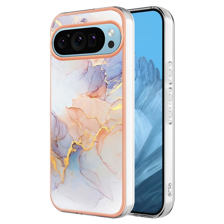 For Google Pixel 9 / 9 Pro Electroplating IMD TPU Phone Case(White Marble)