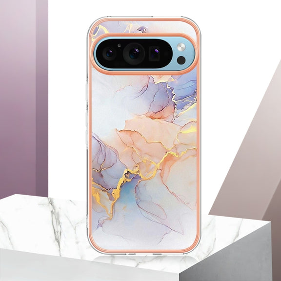 For Google Pixel 9 / 9 Pro Electroplating IMD TPU Phone Case(White Marble)