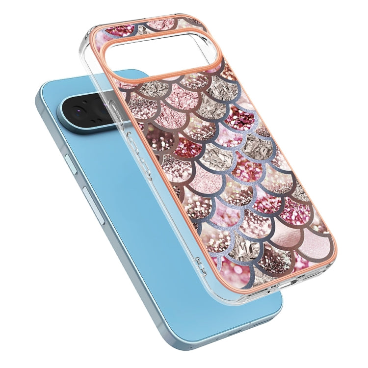 For Google Pixel 9 / 9 Pro Electroplating IMD TPU Phone Case(Pink Scales)