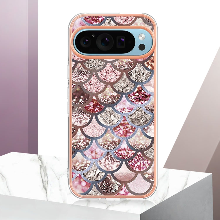 For Google Pixel 9 / 9 Pro Electroplating IMD TPU Phone Case(Pink Scales)