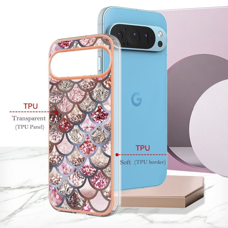 For Google Pixel 9 / 9 Pro Electroplating IMD TPU Phone Case(Pink Scales)