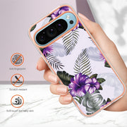 For Google Pixel 9 Pro XL Electroplating IMD TPU Phone Case(Purple Flower)