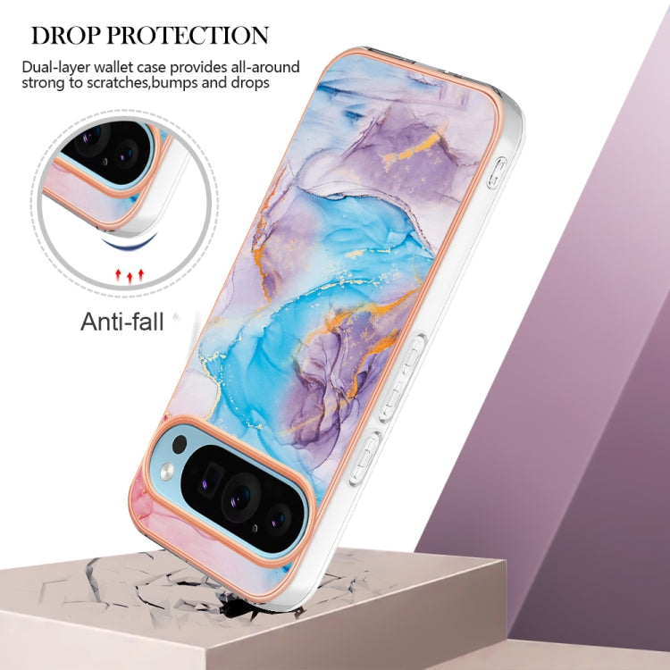 For Google Pixel 9 Pro XL Electroplating IMD TPU Phone Case(Blue Marble)