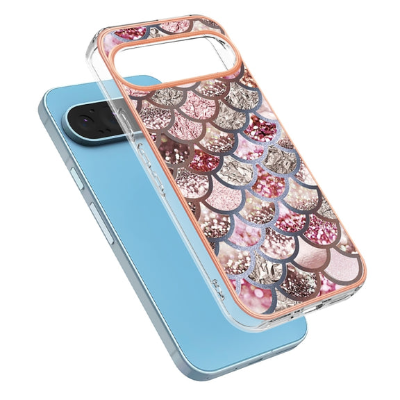 For Google Pixel 9 Pro XL Electroplating IMD TPU Phone Case(Pink Scales)