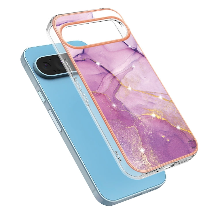 For Google Pixel 9 / 9 Pro Electroplating Marble Dual-side IMD Phone Case(Purple 001)