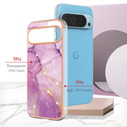 For Google Pixel 9 / 9 Pro Electroplating Marble Dual-side IMD Phone Case(Purple 001)