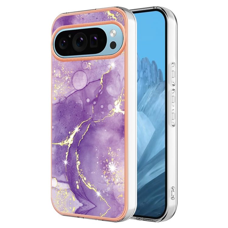 For Google Pixel 9 / 9 Pro Electroplating Marble Dual-side IMD Phone Case(Purple 002)