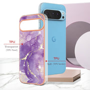 For Google Pixel 9 / 9 Pro Electroplating Marble Dual-side IMD Phone Case(Purple 002)