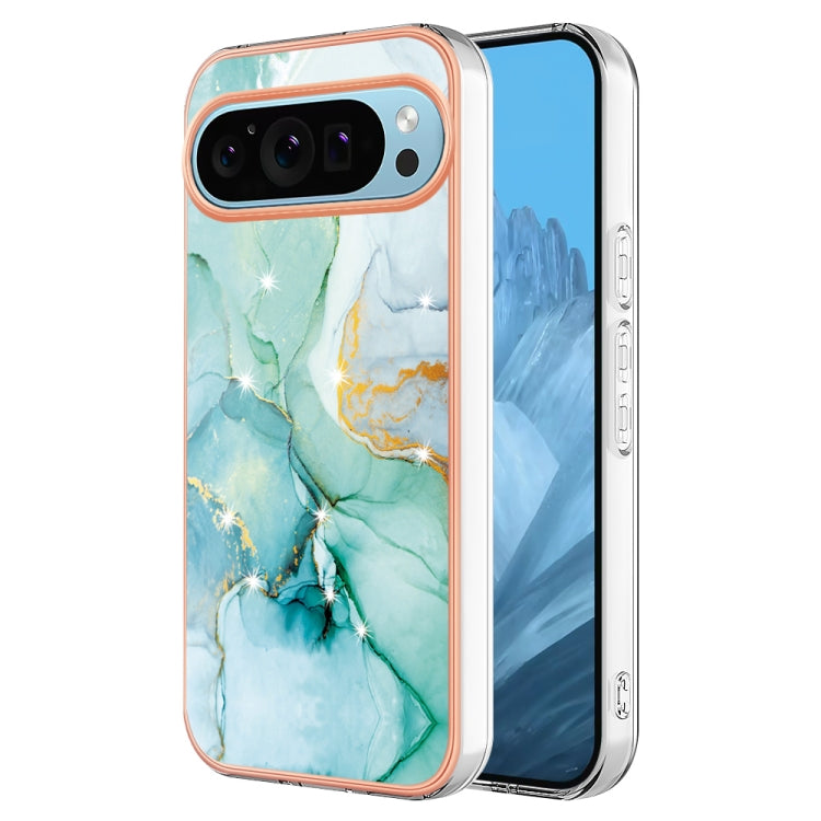 For Google Pixel 9 / 9 Pro Electroplating Marble Dual-side IMD Phone Case(Green 003)