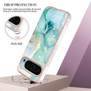 For Google Pixel 9 / 9 Pro Electroplating Marble Dual-side IMD Phone Case(Green 003)