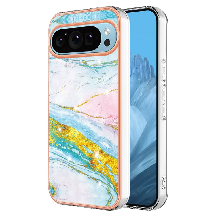 For Google Pixel 9 / 9 Pro Electroplating Marble Dual-side IMD Phone Case(Green 004)