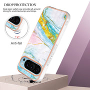 For Google Pixel 9 / 9 Pro Electroplating Marble Dual-side IMD Phone Case(Green 004)
