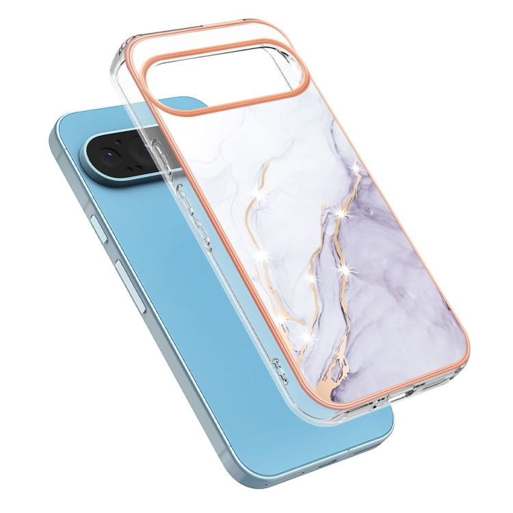 For Google Pixel 9 / 9 Pro Electroplating Marble Dual-side IMD Phone Case(White 006)