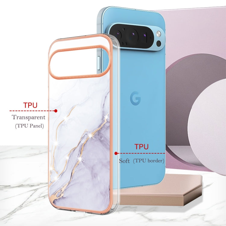 For Google Pixel 9 / 9 Pro Electroplating Marble Dual-side IMD Phone Case(White 006)