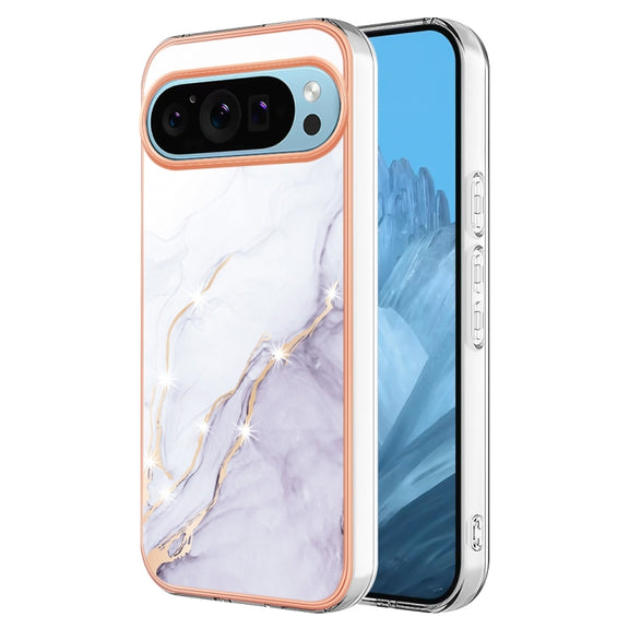 For Google Pixel 9 / 9 Pro Electroplating Marble Dual-side IMD Phone Case(White 006)