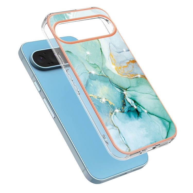 For Google Pixel 9 Pro XL Electroplating Marble Dual-side IMD Phone Case(Green 003)