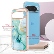 For Google Pixel 9 Pro XL Electroplating Marble Dual-side IMD Phone Case(Green 003)